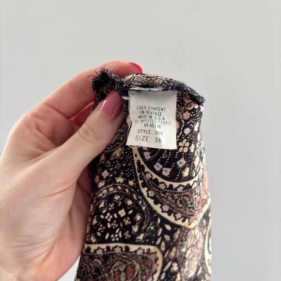 90s Vintage Paisley Shimmer Top Semi Sheer Satin Like Top Women's Size 36 - Picture 4 of 10